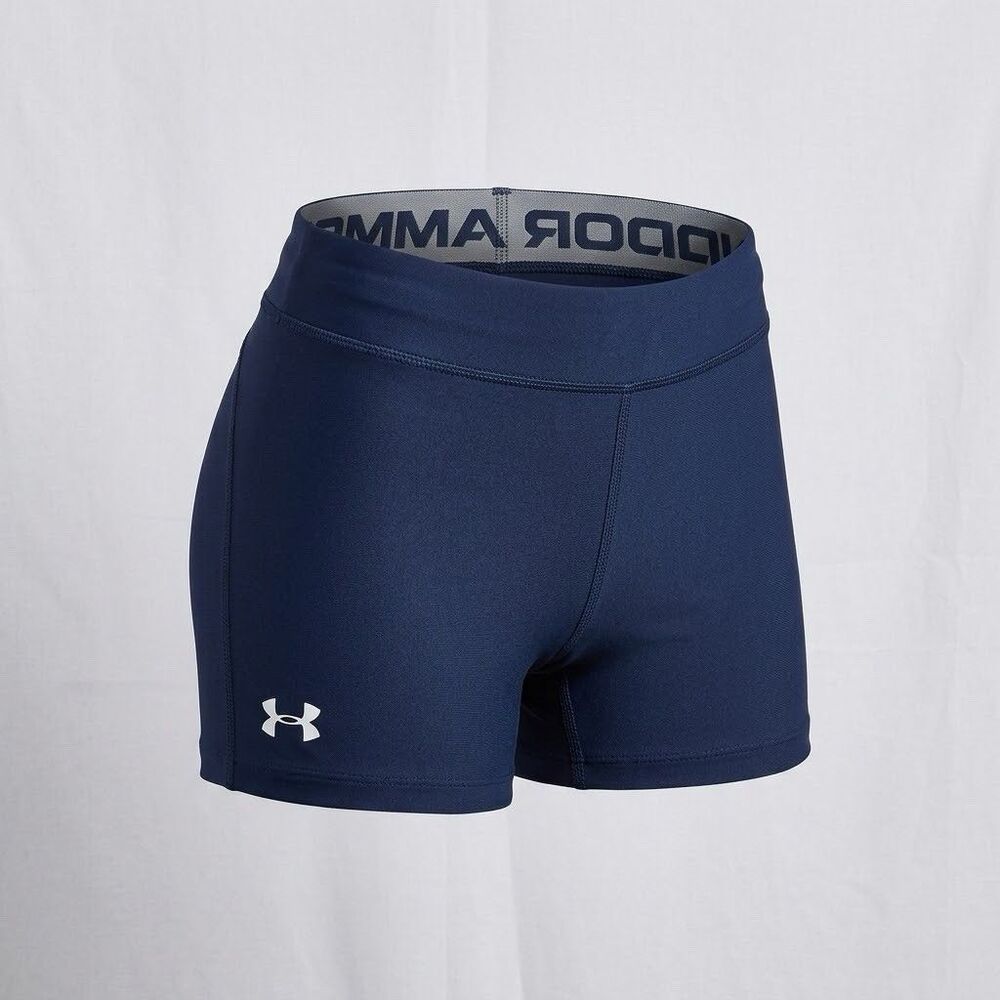 Under Armour HeatGear Womens Medium Navy Blue Compression Volleyball Shorts 3"